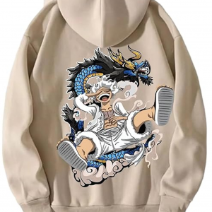 Black Men Hooded Sweatshirt Luffy Back Design, Hoodie for Men & Women