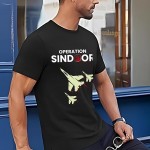 Operation Sindoor Military Fighter Jets Graphic T-Shirt, Black Cotton, Crew Neck