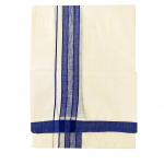 Mens Fancy Border 100% Cotton Cream Dhoti 4.00 Meters Double Mundu/Vesti